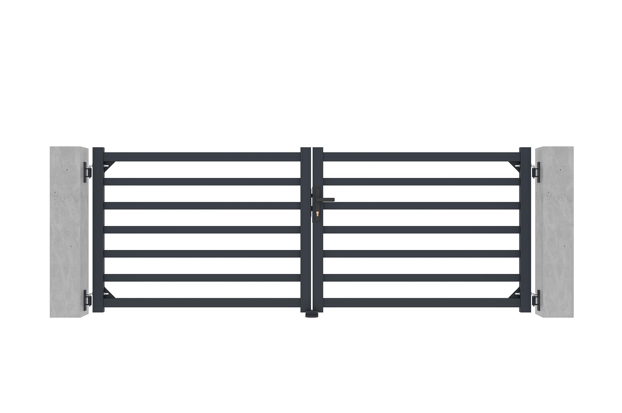 Casanoov Portail Battant ANTELAO 300x110cm Aluminium Gris Anthracite – Design Ajouré Barreaudé Moderne – Robuste Résistant Intempéries – Montage Facile Clôture Jardin Sécurisée Anti-​Corrosion
