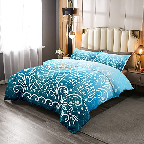 Mermaid-Bedding-Set-Girls-Ocean-Marine-Mermaid-Scale-Comforter-Set-for-Kids-Girly-Sea-Creature-Comforter-Fish-Scales-Duvet-Set-Blue-Room-Decor-Quilt-Set-Full-Size 51PabSfuJhL