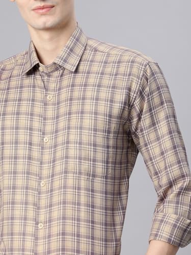 Image of Majestic Man Men's Pure Cotton Slim Fit Checkred Full Sleeve Classic Collar Everyday Formal Shirt