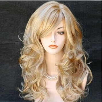24" Women Curly Wave Wig Fashion Women Synthetic Hair Wig for Women Cosplay Costume Party Hairpiece Blonde
