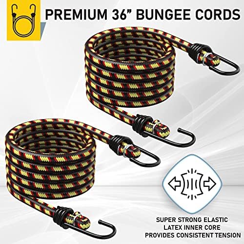 AUGO Ratchet Tie Down Straps 4 PK 4.5m  1000 KG Break Strength  Safety Lock S Hooks for Moving Cargo, Appliances, Lawn Equipment, Motorcycle  Includes 2 Bungee Cords, 4 Soft Loops, Storage Bag