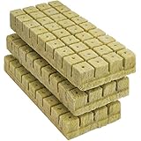 BIOMAND 1.2” Rockwool Starter Plugs for Hydroponics, Rockwool Grow Cubes, 3 Sheets of 36 Plugs,...