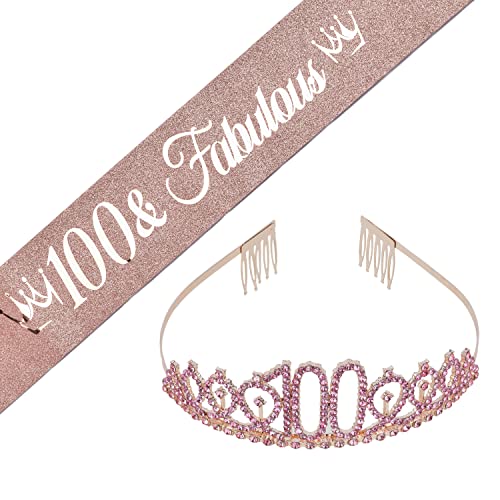 100th birthday, 100th Birthday Gifts for Women, 100th Birthday Crown & Sash for Women, 100th Birthday Decorations for Women, 100th Birthday Party Favors, 100th Birthday Tiaras for Women, 100 Birthday Party for Women