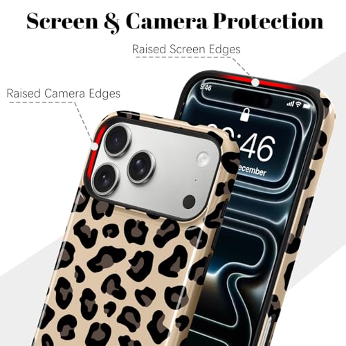 Image of Magnetic for iPhone 17 Pro Case for Women Men, Brown Leopard | Cool Cheetah Pattern Design [Compatible with MagSafe] 2-Layer Hybrid Shockproof Glossy Protective Cover