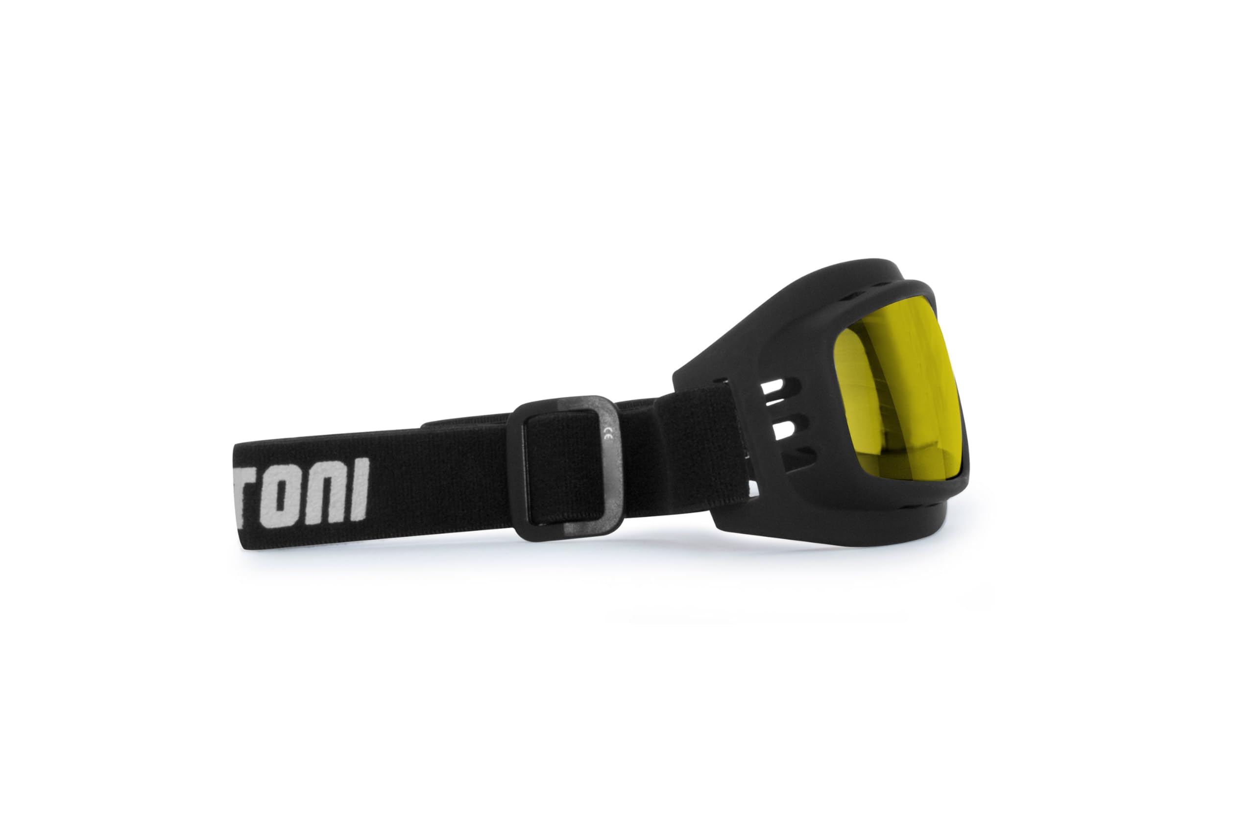Bertoni Occhiali Fotocromatici da Moto e Sport Estremi - Elastico Regolabile - Ventilati - mod. 112 Telaio Nero Opaco