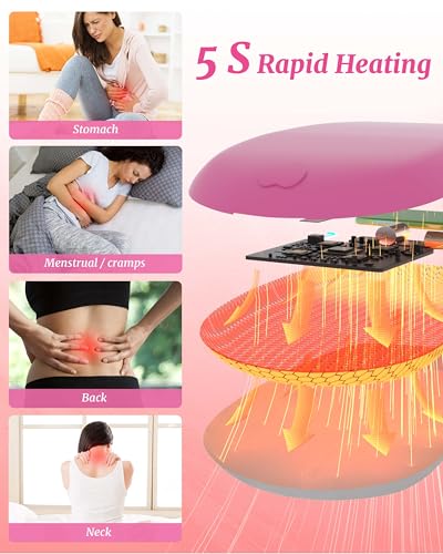 Image of Portable Heating Pad for Cramps, Upgrade Cordless Electric Period Fast Heating Pad for Back Pain Relief Menstrual Belt 6 Heat 6 Massage Modes Gifts for Women Girls Her Girlfriend Rose Pink