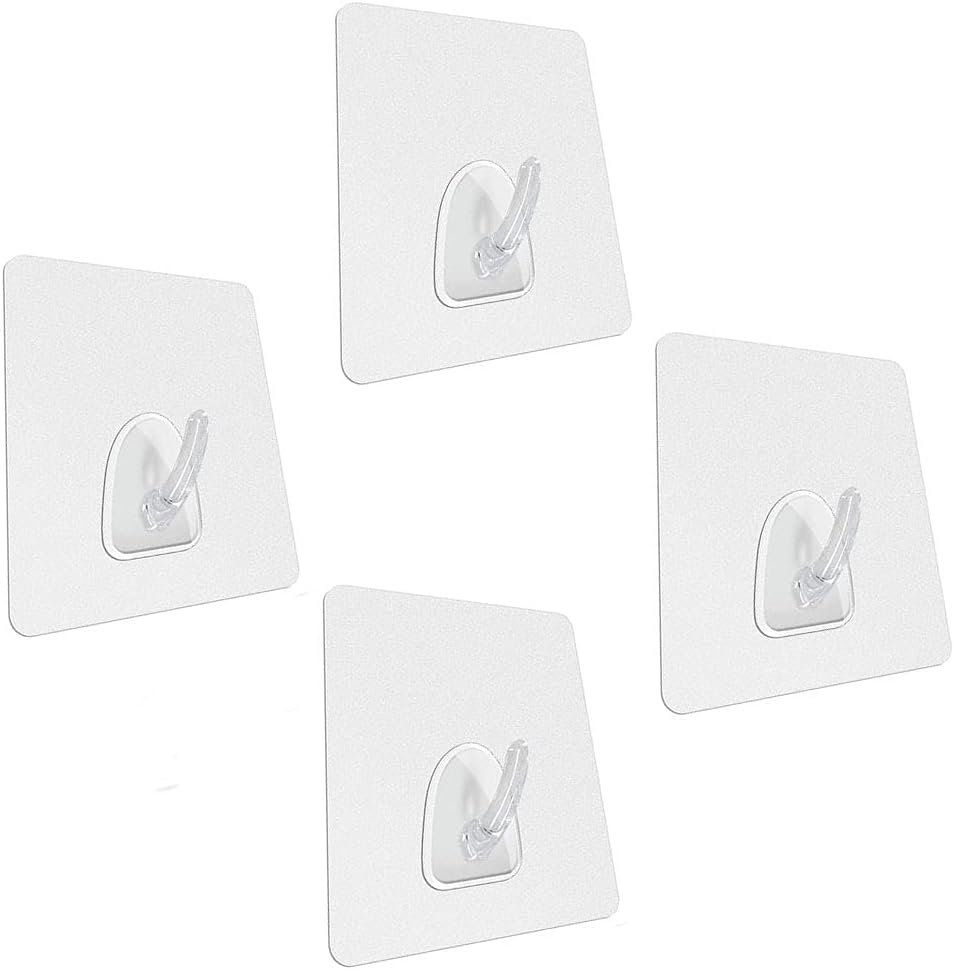 Pack of 4 - Hooks Nano Technology - Stronger Than Suckers - Repositionable Stick Hook to Infinity