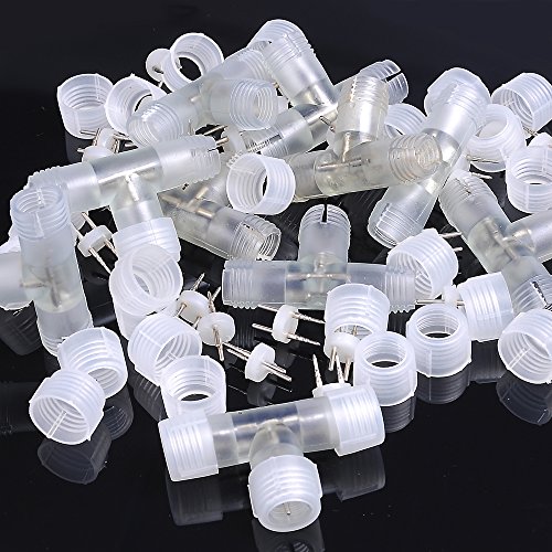 DELight 10pcs 1/2" T Type PVC Splice Connector with Pins for 2 Wire Flexible LED Rope Light Accessories ACC - Thumbnail 6