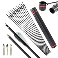 Surwolf 31 Flèches Carbone Pur Compétition 12 Pcs - Spine 200-1500 Pour Arc Classique Et Poulies