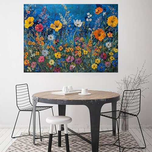 Tableau abstrait floral 60x80cm WODJEM pour salon moderne - 4