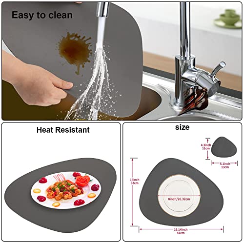 Faux Leather Placemats Set Of 2, Place Mats With Coasters, Heat Resistant Non-Slip Washable Waterproof Wipeable, Table Mats For Indoor Outdoor Dinner Kitchen -Gray #TOP4