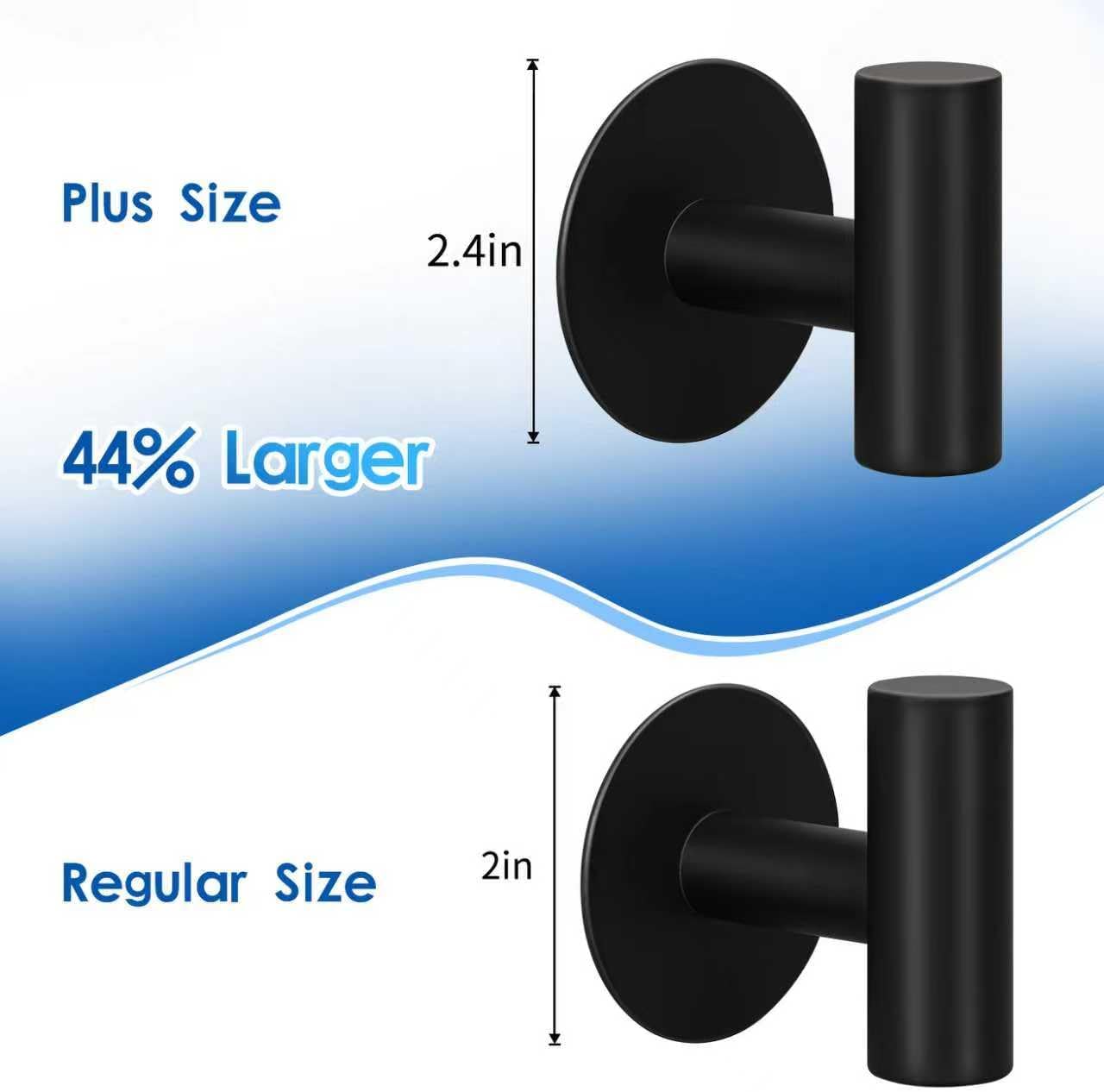 4 Pack Adhesive Hooks, Heavy Duty Adhesive Wall Hooks, Waterproof Stainless Steel for Bedroom Kitchen Hotel Office(4 Pack, Matte Black)