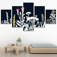 SIGNWIN 5 Panel Canvas Wall Art Modern Art Bouquet Colorful Decorative Elements Floral Multicolor Photography - 60