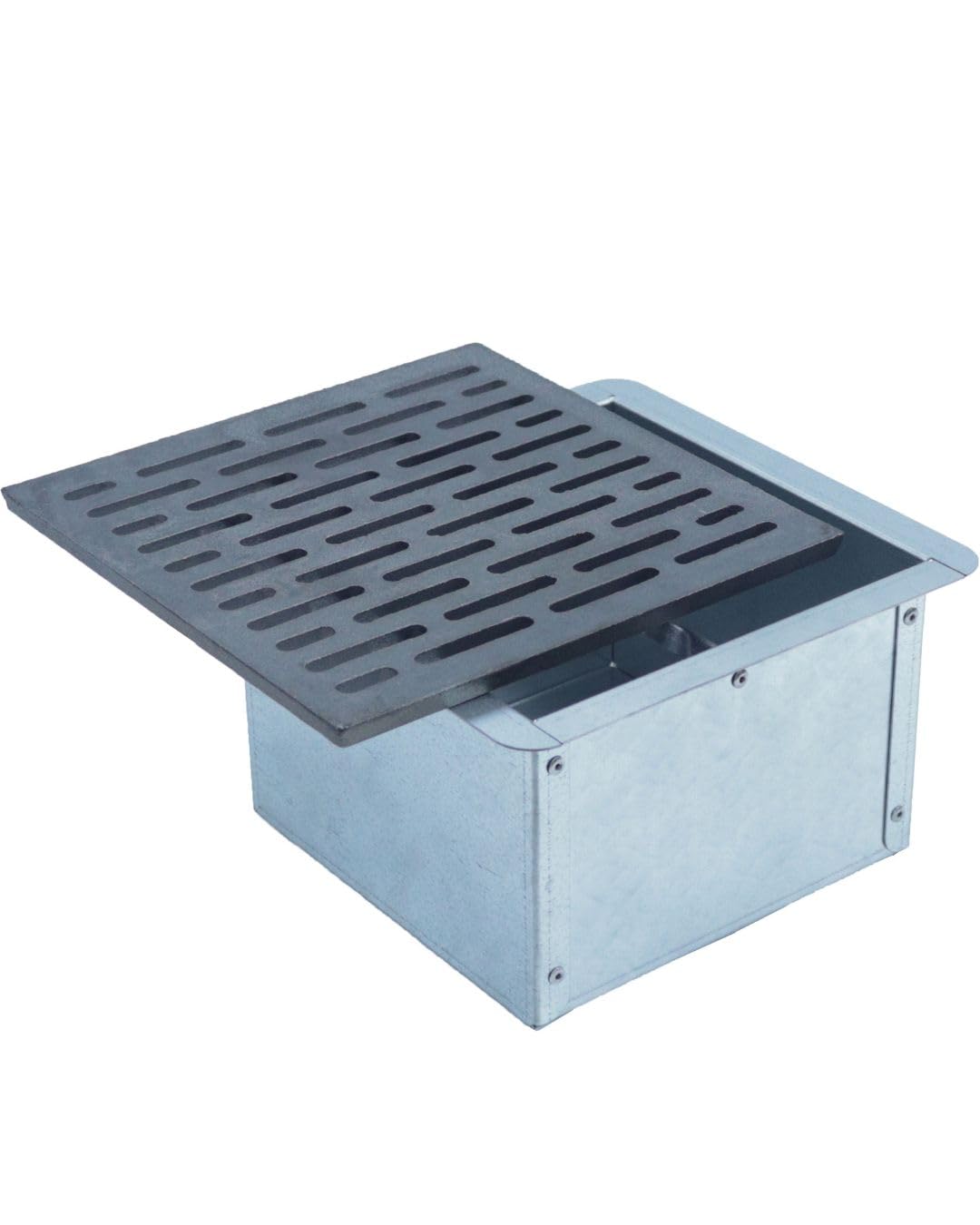 Fonderia Bongiovanni | Griglia in Ghisa | Griglia per Camino | Stufa Pellet | Barbecue Fondello per Cenere | 25x25cm | con Cassetto Raccolta Cenere | Accessori Camino