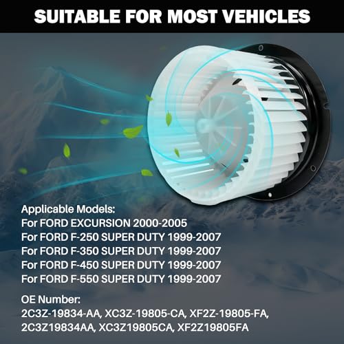 Image of 700099 Front AC Heater Blower Motor Fan Fit for Ford F-250 F-350 F-450F- 550 Super Duty 1999 2000 2001 2002 2003 2004 2005 2006 2007