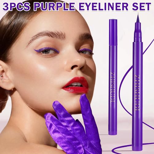 Delineador líquido violeta 3 piezas impermeable miniatura 2