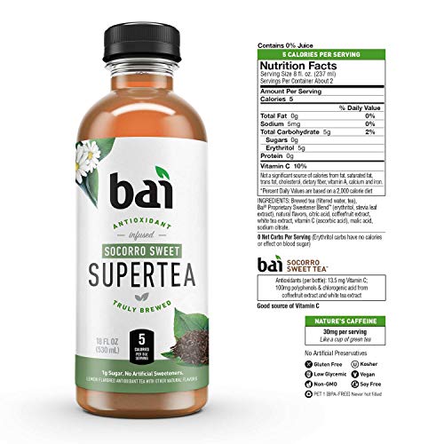 Bai Iced Tea, Socorro Sweet, Antioxidant Infused Supertea, 18 Fluid Ounce Bottle #TOP3