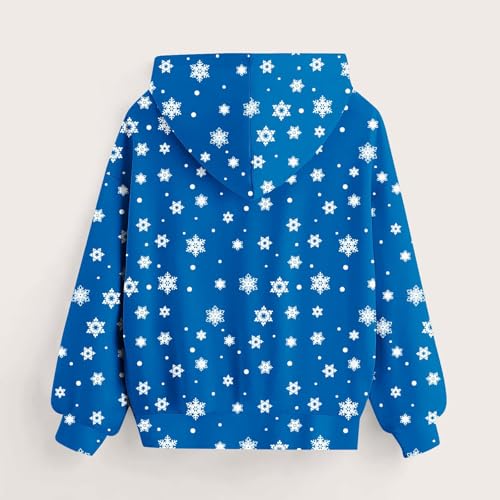Oversized Hoodies For Teen Girls Boys Christmas Sweatshirts Snowflake Print Pullover Tops With Pocket 2-13 Years2