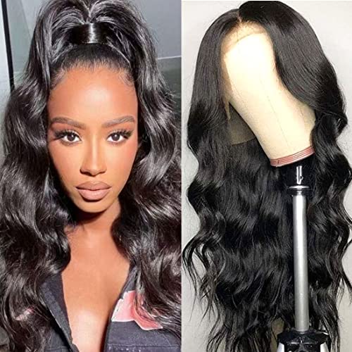 AISI QUEENS Body Wave Lace Front Wig For Women 100% Brazilian Human Hair Transparent Lace Wigs With Pre Plucked Baby Hair Natural Color (26inch, 13x6 Body Wave)