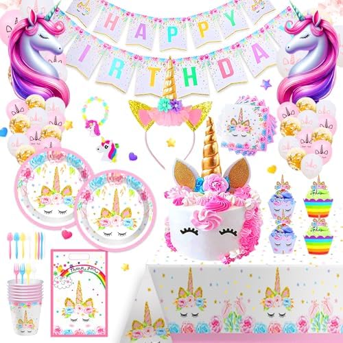 Unicorn Birthday Party Supplies - Best Value Unicorn Birthday Dec...