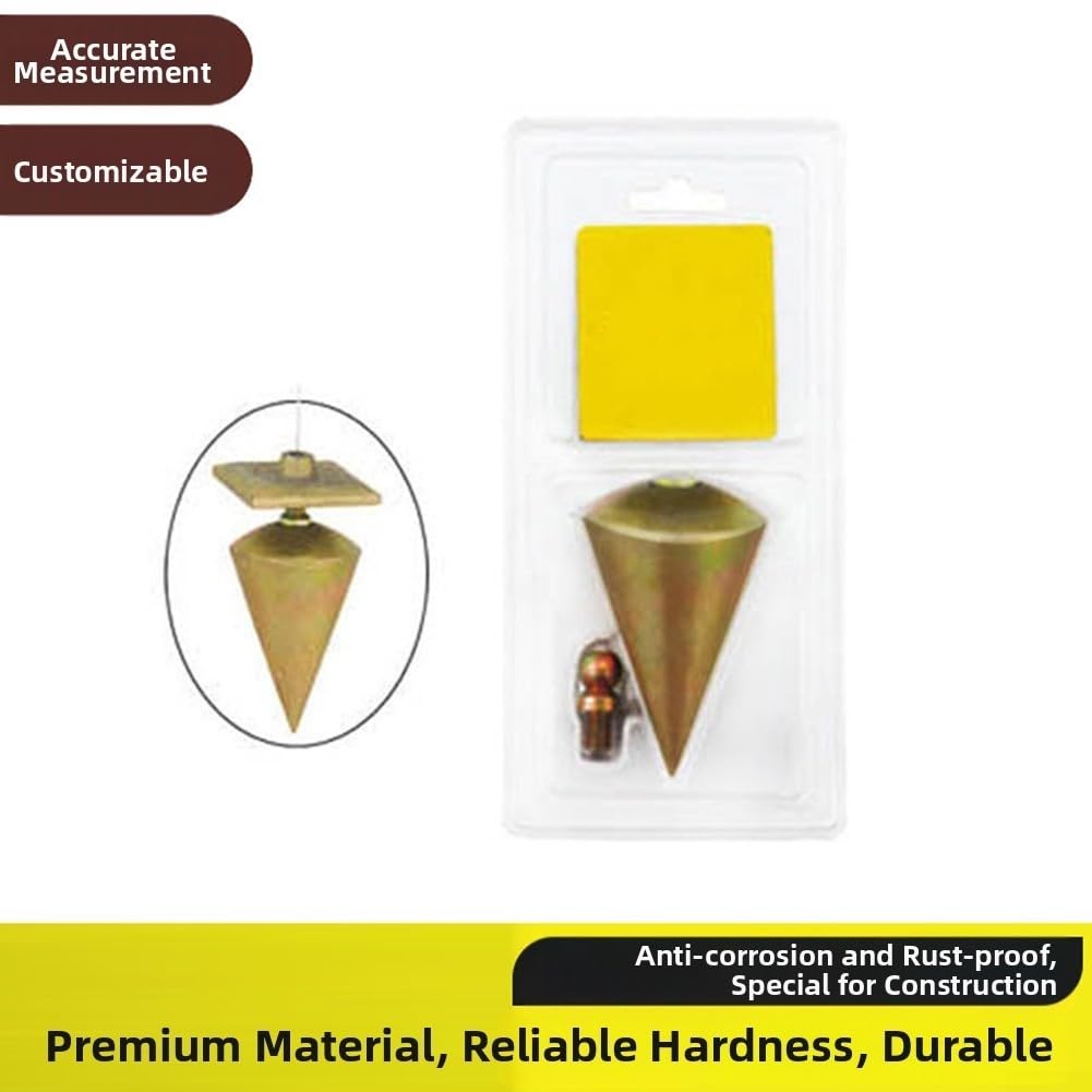 Plumb Bob - Martillo de peso esférico galvanizado de acero 45#, herramienta de construcción de medición de nivel vertical