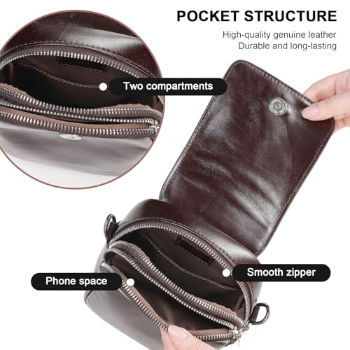 Image of Genuine Leather Crossbody Bags for Women, Small Crossbody Bag for Women,Phone Purses with Adjustable Strap for Travel