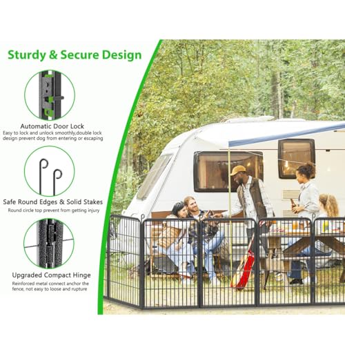 Jhsomdr Decorative Garden Fence with Gate for Dogs Metal No Dig Fencing for Yard, 32in(h) x 43ft(l) 20 Panels Animal Barrier Fence Temporary Garden Fencing to Keep Dogs Out of Garden - Thumbnail 4
