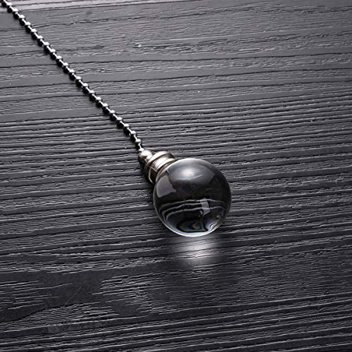 Image of Ceiling Fan Pull Chain, 2pcs Clear 30mm Diameter Crystal Ball Fan Pull Chain, 20 Inches Fan Pulls Set with Connector Ceiling Fan Pull Chain Ornaments Lighting Accessories