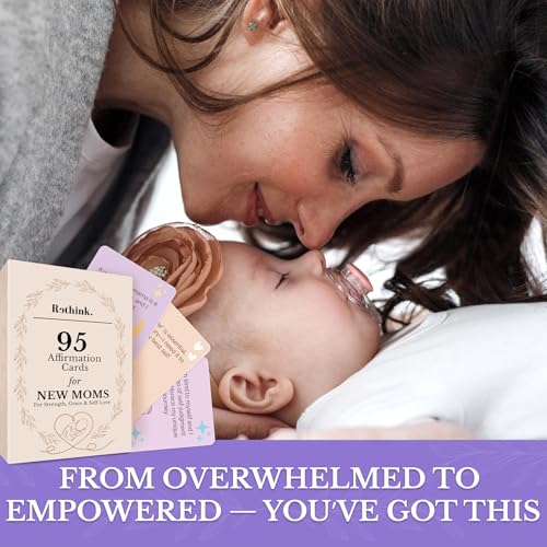 Image of Rethink 95 Affirmation Cards for New Moms - Daily Support Deck for Strength, Grace, Self-Love and Mindful Motherhood - Thoughtful Gift for First-Time and Experienced Moms
