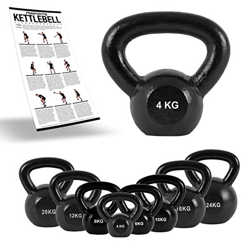 Kettlebell Profesional Iron 2 - 30 kg con póster de ejercicios Kettlebells, Pesas