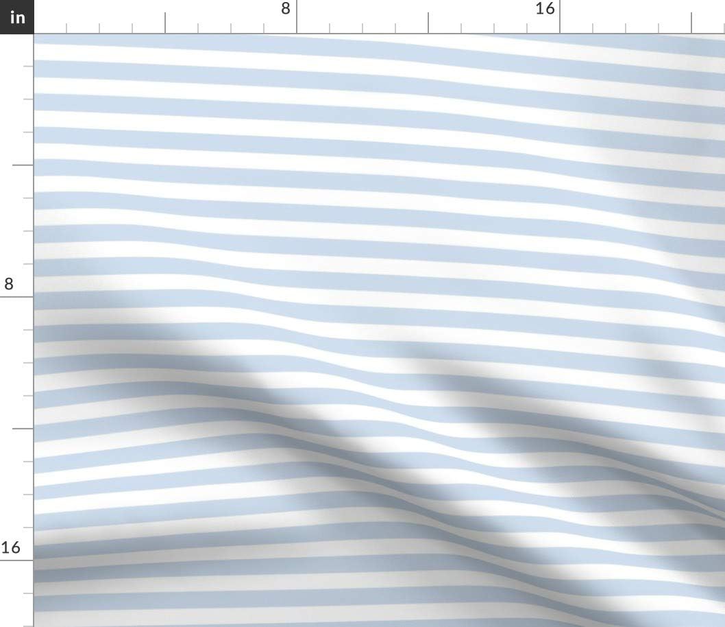 Spoonflower Fabric - Stripe Pale Blueberry Blue White Light Stripes Summer Boy Printed on Petal Signature Cotton Fabric Fat Quarter - Sewing Quilting Apparel Crafts Decor