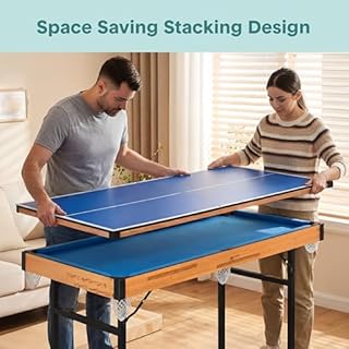 SereneLife 4 in 1 Multi Game Table, 4’x2’ Folding Portable Sports Arcade Games with Accessories, Ping Pong, Air Hockey, Pool Billiards, and Shuffleboard, for Indoor, Outdoor, All Ages