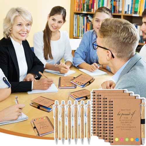 Carnets à spirale professionnels, bloc notes adhésives et stylo bambou x40 - 7