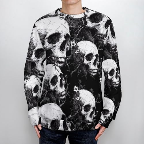 Decay Skull Men's Crew Neck Sweater Knit Pullover Women Casual Long Sleeve Crewneck Loose Fit Top4