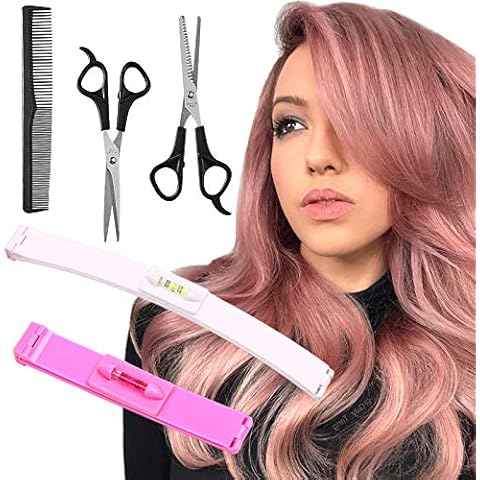 YMHPRIDE 5 Pcs Hair Cutting Tools, Professional Home Hair Cutting Clips, DIY Home Trimmer Styling Clipper Kits for Layers Bangs, Bobs, Trims Split Ends, Professional Shears Hair Cutting Scissor Cover