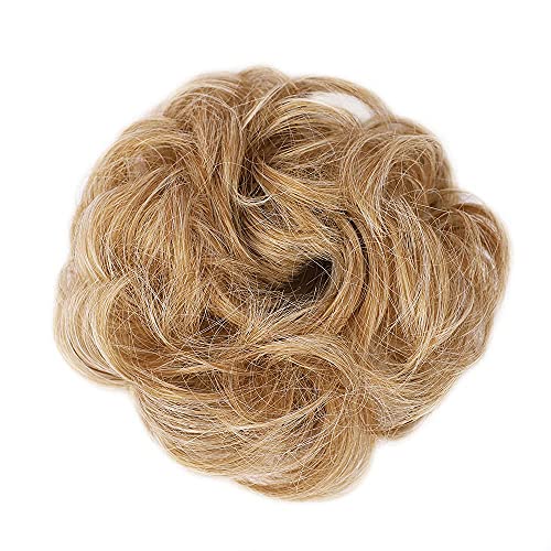 Messy Bun Hair Piece Hair With Elastic Rubber Band Extensions Hairpiece Synthetic Hair Extensions Scrunchies Hairpiece for Women (27/613, Curly Hair Bun)
