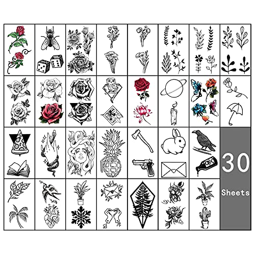 46 Sheets Large Waterproof Full Arm Temporary Tattoos For Men Women, Lily Rose Peony Eagle Lion Mix Flower Animal Design Hand Leg Body 3D Long Lasting Fake Tattoo Stickers #TOP2