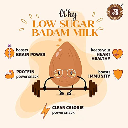 Image of Brew Lab Instant Low Sugar Badam Milk Powder || with Kesar and Real Badam Pieces || 250gm