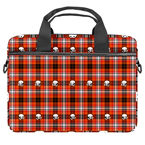 Funda de calaveras a cuadros retro para portátil de 13 pulgadas y bandolera protectora
