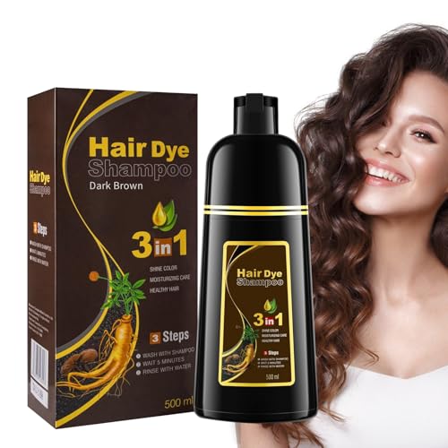 Dunkelbraun Haarfärbeshampoo für graues Haar Sofort-Haarfarben-Shampoo Haarfärbemittel Haarfärbung in Minuten Hair Color Shampoo Natürliche und langanhaltende Farbe für Männer und Frauen 500ML