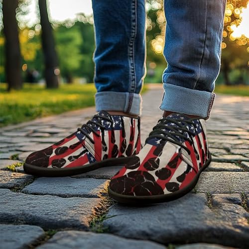 Chririnla USA Flag Womens Walking Shoes Bears Paw Barefoot Minimalist Trail Running Shoe Wide Toe Box Zero Drop Trainer Sneakers Comfortable Footwear