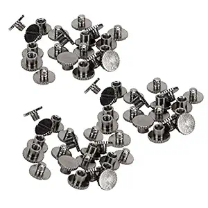GLOGLOW Brass Leathercraft Rivets, 30 Set Screw Post Metal Chicago Screws Binding Screw Leather Screw Nail Rivet Button Solid Belt Tack Screw Book Rivets(Black)