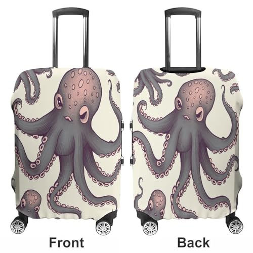 Housse de valise élastique pieuvre blanche taille S en polyester lavable - 3