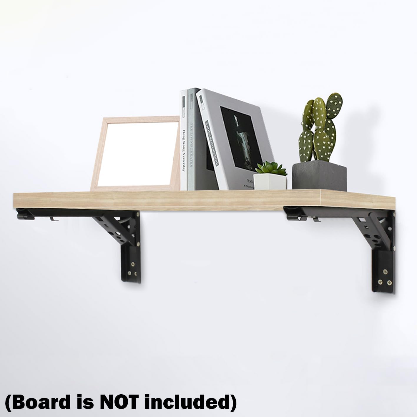 18inch Floating Shelf Bracket,Garage Heavy Duty Folding Shelf Brackets,Wall Mounted Collapsible Shelf Bracket,Max Load 330lb,(Pack of 2, No Board)