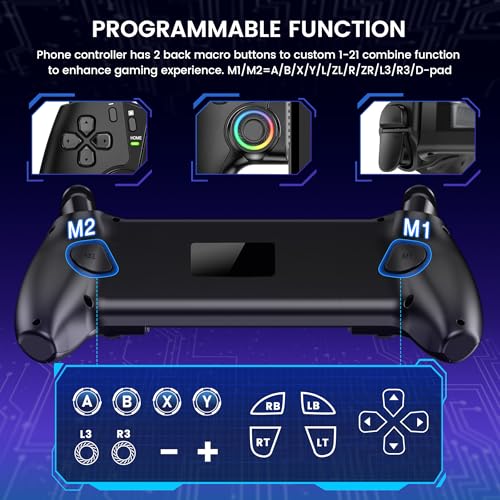 Manette portable pour Nintendo Switch 2/Switch/OLED/Lite, manette sans fil avec joystick Hall & Trigger/joysticks RVB cool, contrôleur de téléphone portable compatible avec Android/IOS/Xbox Cloud – vue 5