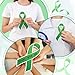 Kosiz 100 Pack Large Mental Health Awareness Ribbon Set 100 Green Ribbon Cutouts 2 Marker Pens 100 Wooden Clips with Ribbon Rope Mental Health Month Items for Public Charity Party Supplies