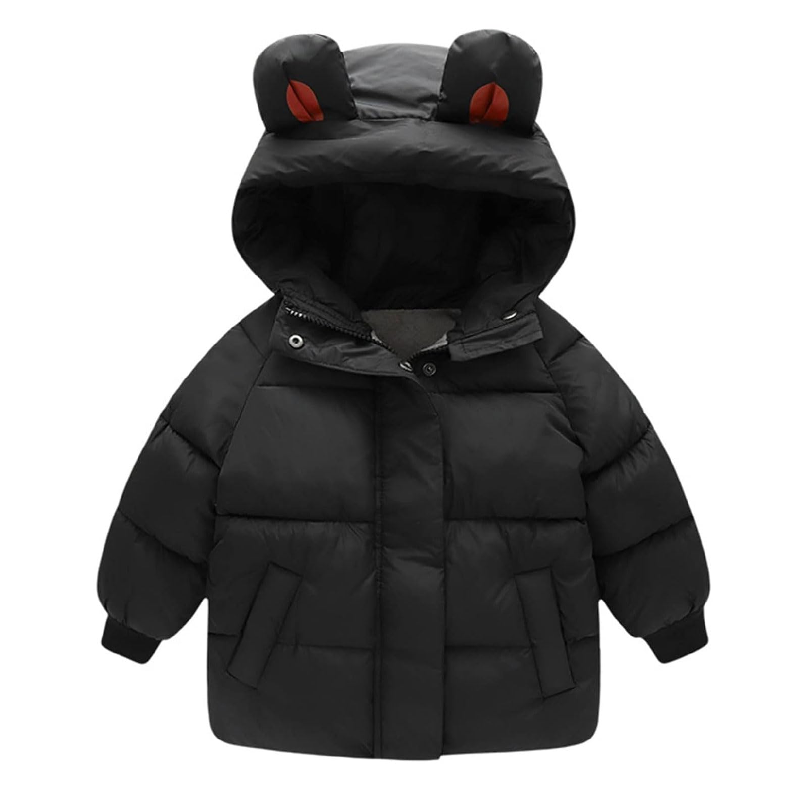 ASSICON Cappotto Invernale per Bambina da Bambino Piumino Leggero Antivento con Cappuccio con Orecchie Tuta da Neve per Bambini Giacca in Cotone con Cappuccio per Bambini