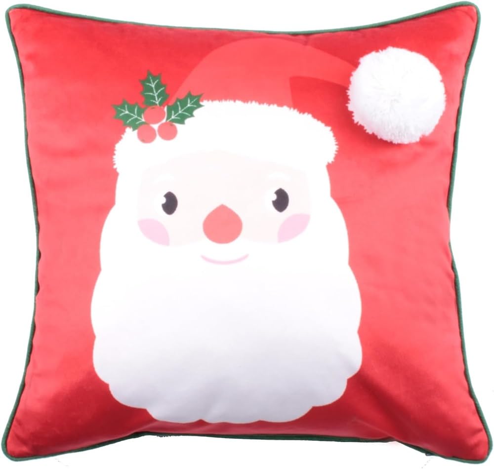 Bedlam - Jolly Santa - Fleece Cushion Cover - 43 x 43cm in Red