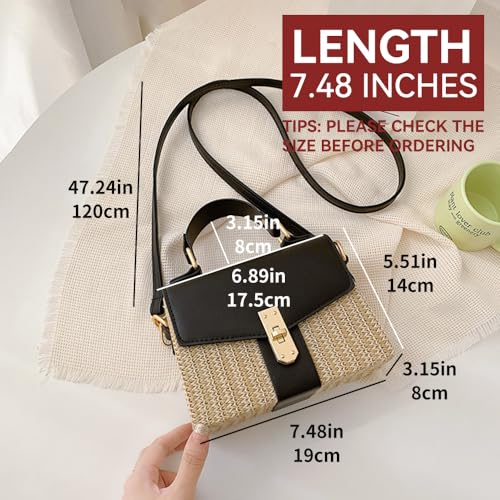 Small Straw Crossbody Shoulder Bag for Women, Retro Woven Beach Handbag for Summer Vocation2