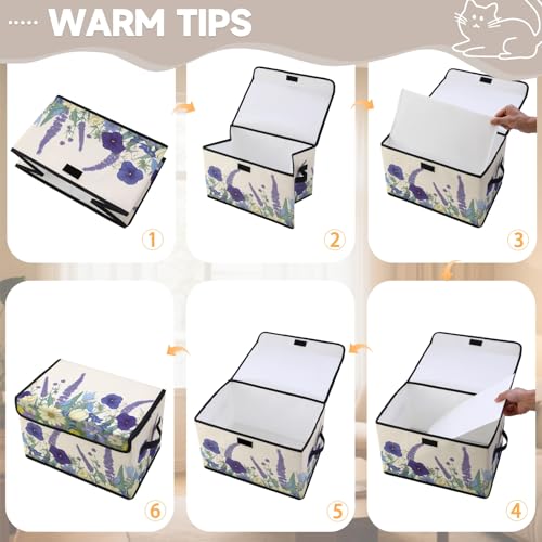 Image of Stackable Storage Bins with Lids,Closet Organizers Fabric Box for Home and Office,Blanket Clothes Organizers,Under Bed Storage Containers 3 Pack